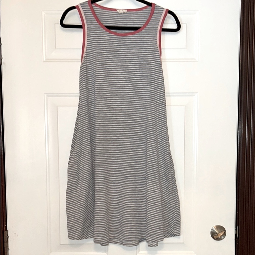 Hem & Thread A-Line Nautical Striped Dress S Pockets Casual Summer Sleeveless